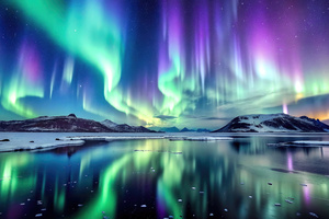 The Northern Lights Dancing Over A Frozen Lake (1360x768) Resolution Wallpaper