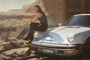 The Porsche Girl Digital Art (1360x768) Resolution Wallpaper