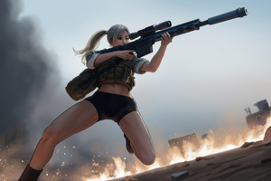 The Sniper Girl In Action (1152x864) Resolution Wallpaper