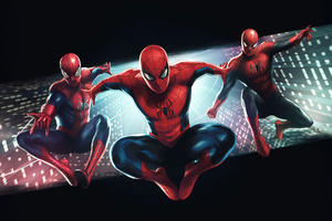 The Spider Verse Team Up (5120x2880) Resolution Wallpaper