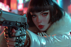 The Spygirl With Gun (2560x1440) Resolution Wallpaper