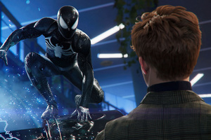 The Symbiote Suit Spiderman 2 (1336x768) Resolution Wallpaper