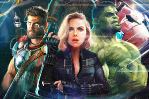 Thor Black Widow Hulk In Avengers Infinity War Artwork 2018