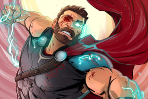 Thor God Of Thunder Fan Art (1360x768) Resolution Wallpaper