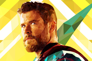 Thor Low Poly 4k (1360x768) Resolution Wallpaper