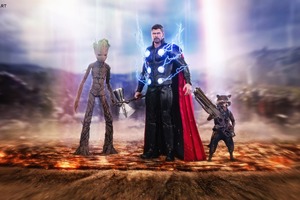 Thor Rocket And Groot