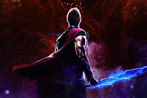 Thor Sword (2048x2048) Resolution Wallpaper