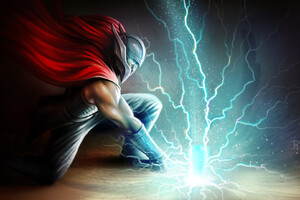 Thor Thunder Hammer Art (1600x900) Resolution Wallpaper