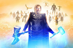 Thor With Hammers (1336x768) Resolution Wallpaper