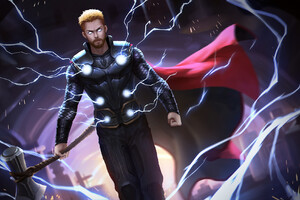 Thor With His New Hammer In Avengers Infinity War Wallpaper