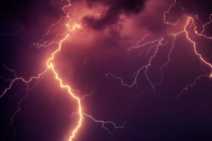 Thunderstorm Lightning Strike (2048x2048) Resolution Wallpaper