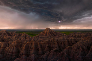 Thunderstorm Over The Badlands Of South Dakota Wallpaper
