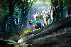Tiger With Master 4k (1366x768) Resolution Wallpaper