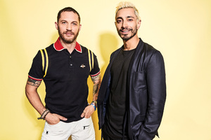 Tom Hardy And Riz Ahmed At Comic Con (1366x768) Resolution Wallpaper