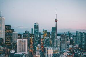 Toronto Citylights Tallest Skyscraper Dusk Evening Canada