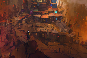Tower City Adventure Science Fiction 4k (1360x768) Resolution Wallpaper