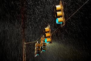 Traffic Lights Night Rain 5k