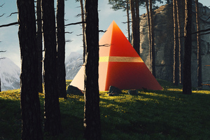 Triangle Pyramids In Middle Of Forest (1336x768) Resolution Wallpaper