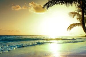 Tropical Beach Sunset 4k Wallpaper
