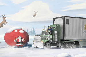 Truck Driver And Santa Claus