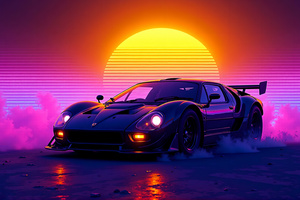 Turbo Twilight Retro Racer Reign (3840x2160) Resolution Wallpaper