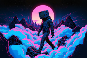 Tv Head In Neonland (3840x2400) Resolution Wallpaper