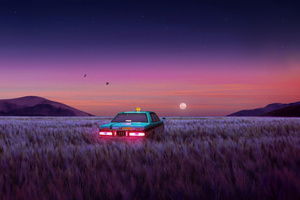 Twilight Taxi A Ride Into The Horizon (1360x768) Resolution Wallpaper