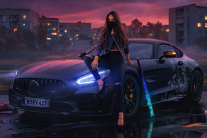 Urban Girl Sitting On Mercedes Bonnet