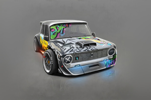 Urban Wheels Mini Graffiti Car (1366x768) Resolution Wallpaper
