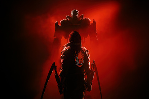 V Against The Robot Cyberpunk 2077 Game (1400x900) Resolution Wallpaper