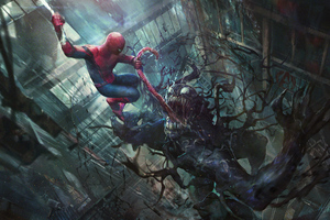 Venom And Spider Man (2932x2932) Resolution Wallpaper