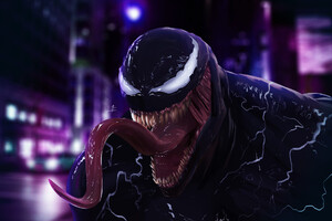 Venom Big Mouth Art (1280x720) Resolution Wallpaper