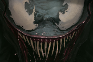 Venom Face Closeup Art (1336x768) Resolution Wallpaper