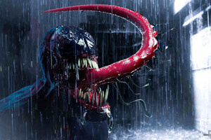 Venom In The Rain (2932x2932) Resolution Wallpaper