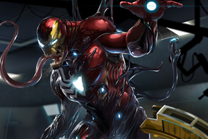 Venom Iron Man 4k (1360x768) Resolution Wallpaper