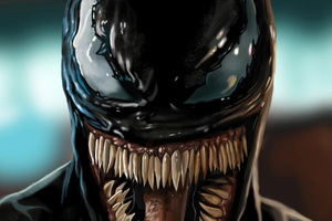 Venom Movie Closeup Art (1360x768) Resolution Wallpaper