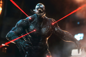 Venom Red Laser (2048x2048) Resolution Wallpaper