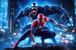 Venom Vs Spider Man Final Stand (1336x768) Resolution Wallpaper