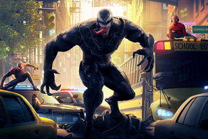 Venom Vs Spidermans (1280x800) Resolution Wallpaper