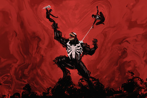 Venom Vs Trio Spider Man (7680x4320) Resolution Wallpaper