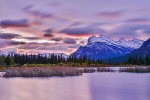 Vermilion Vista Sunrise Spectacle In Banff National Park Wallpaper