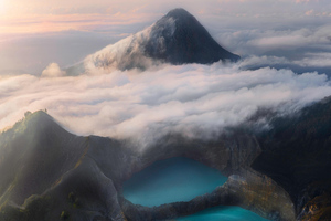 Volcanic Lakes Flores Indonesia 4k (1336x768) Resolution Wallpaper