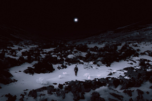 Walking In Dark Iceland Landscape (2932x2932) Resolution Wallpaper