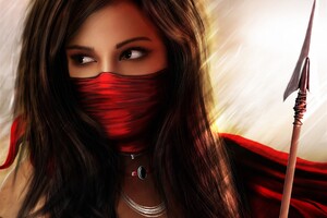 Warrior Girl Red Wallpaper