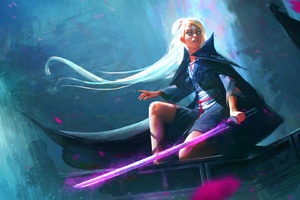 Warrior Girl With Sword Colorful Artwork