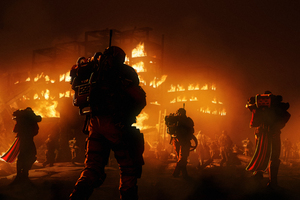 Warriros In Metal Jackets War Night Fire