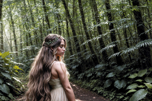 Wavy Haired Beauty In The Forest Wallpaper