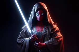 What If Spider Man Became A Jedi (1360x768) Resolution Wallpaper