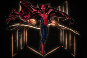 What If Spiderman As Doctor Strange 5k (1360x768) Resolution Wallpaper