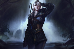 White Haired Wanderer Ciri (2560x1024) Resolution Wallpaper